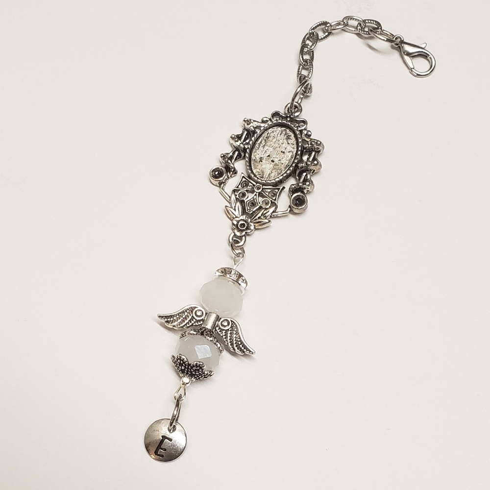Hand Crafted Memorial Charm Guardian Angel & Photo Charm with Initial Letter